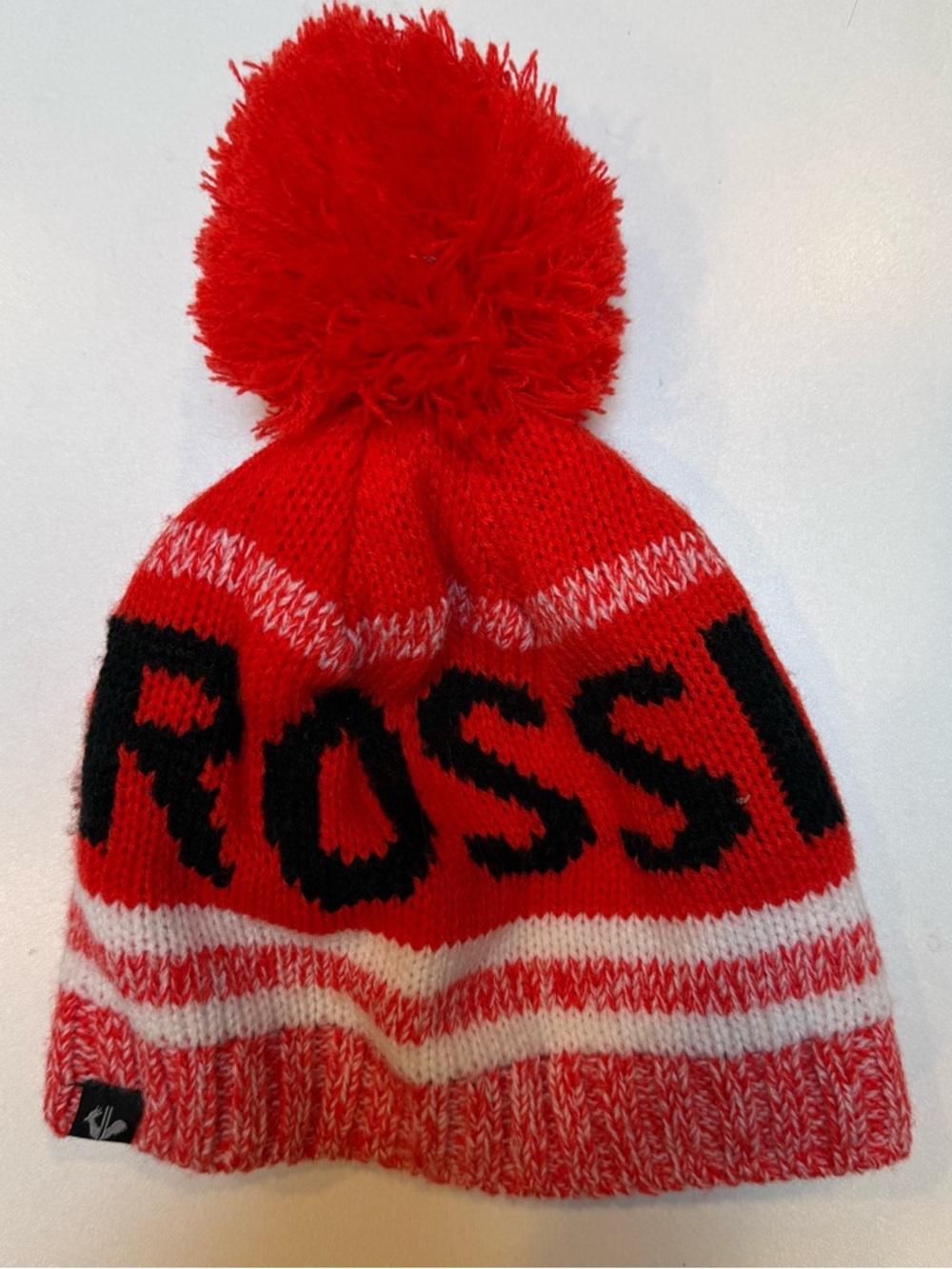 Rossignol Red and Black Pom Knit Beanie for Kids